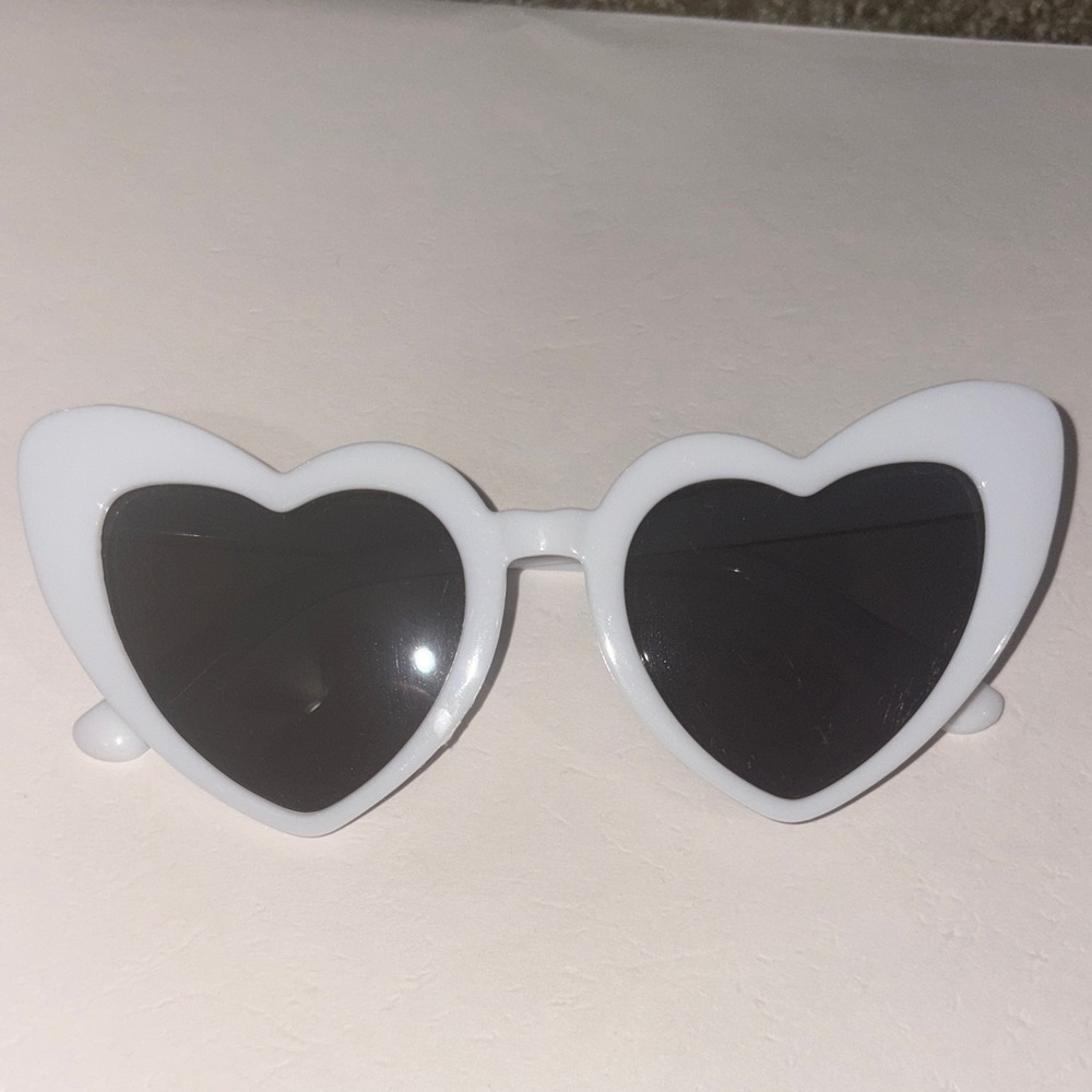 Heart-Shaped White Sunglasses
